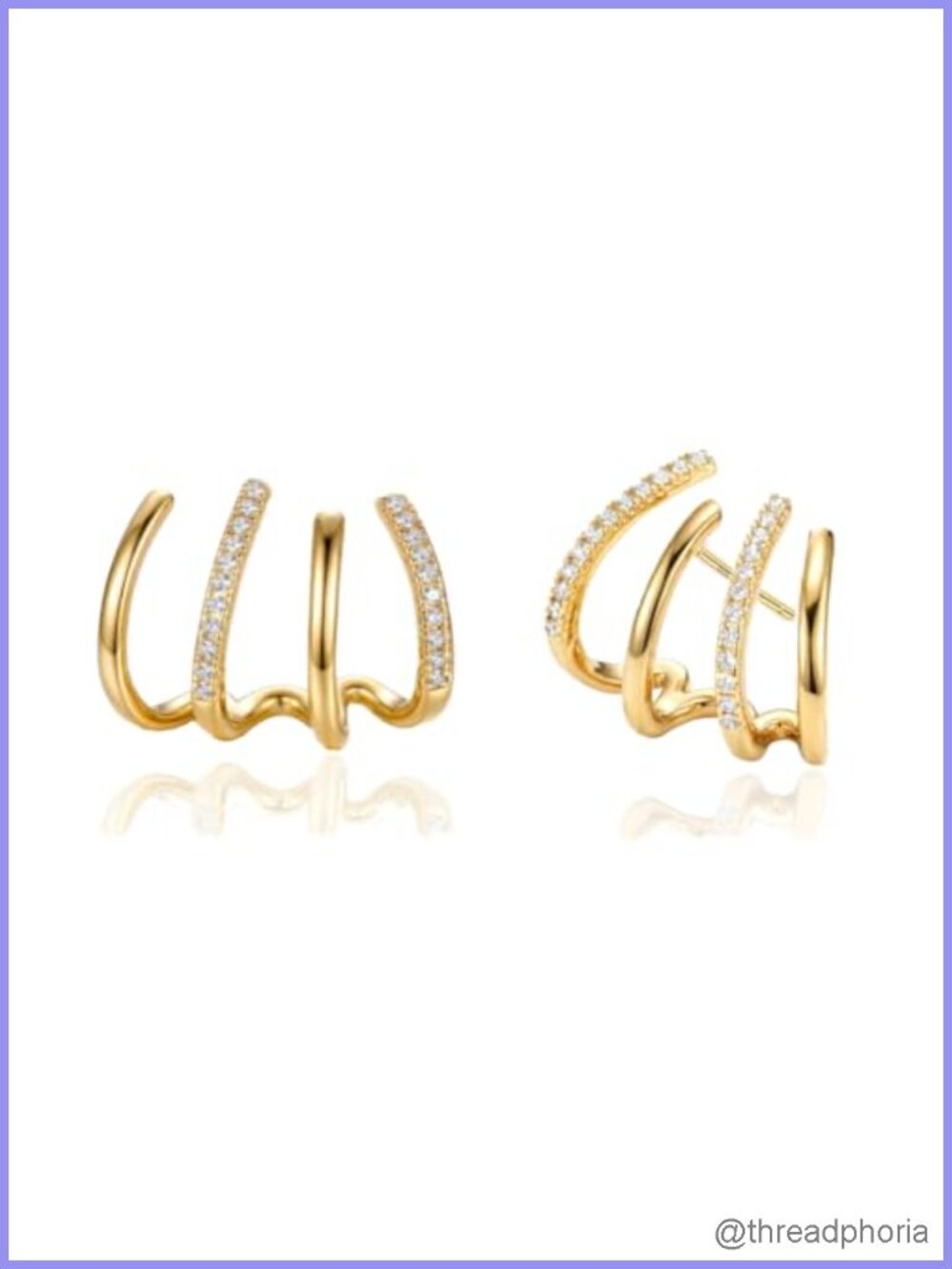14K Gold Plated CZ Illusion Stud Earrings Women